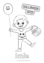 Kolorowanka do personalizacji Cukierek albo psikus? Halloween Chłopiec 2023 Napis 'halloween'