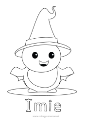 Kolorowanka do personalizacji Duch Słodki Halloween Kapelusz