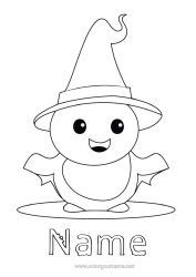 Free colouring Ghost Cute Halloween Hat