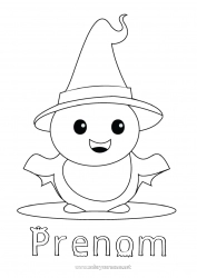 Coloriage gratuit Fantôme Mignon Halloween Chapeau