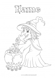 Free drawing Witch Magic pot Fairy tale