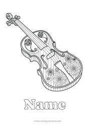 Colouring to customise Music Complex Colouring Pages Music Day Musical Instruments Violin