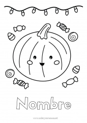 Colorear gratis Caramelos Calabaza Lindo Kawaii
