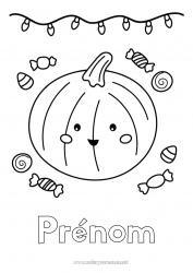 Coloriage gratuit Bonbons Citrouille Mignon Kawaii