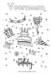 Gratis tekening Taart Cadeaus Verjaardag Ballonnen Intermediaire kleurplaten Verjaardag (Frans) Bericht