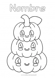 Colorear gratis Calabaza Lindo Kawaii Otoño Verduras