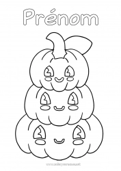 Coloriage gratuit Citrouille Mignon Kawaii Automne Légumes