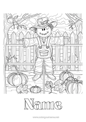 Free colouring Farm Zentangle Scarecrow