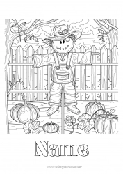 Coloring to customize Farm Zentangle Scarecrow