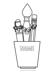 Colouring to customise Art Brush Pencil Stationery Supplies Pencil Pot