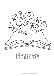 Free colouring Cute Book Reading