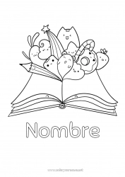 Colorear gratis Kawaii Libro Lectura