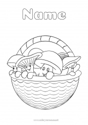 Free coloring Autumn Mushroom Basket