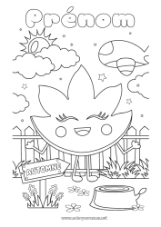 Coloriage gratuit Automne Avion Feuilles Véhicules aériens Cartoon érable