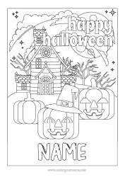 Free colouring Pumpkin Halloween Jack O'Lantern Haunted manor Halloween sign-up