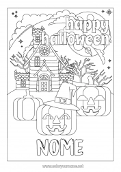 Disegno gratuito Zucca Halloween Jack O'Lantern Maniero infestato Iscrizione 