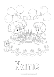 Free colouring Cake Birthday Party Girl Boy