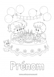 Coloriage gratuit Gâteau Anniversaire Fête Fille Garçon