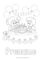 Desen liber de colorat Tort Aniversare Sărbătoare Fată Băiat