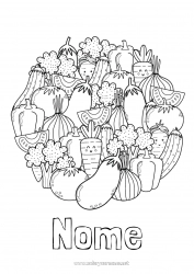 Desenho para personalizar Abóbora Mandala Vegetais Cenoura