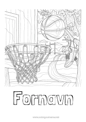 Farvelægningssiden tilpasning Sport Balloner Kurv Basketball Komplekse farvelægninger Zentangle Holdidræt