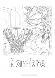 Dibujo libre Globos Cesta Baloncesto Dibujos complejos para colorear Zentangle Deportes en equipo