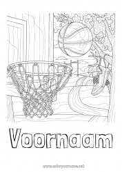 Gratis kleurplaat Ballonnen Mand Basketbal Complex Kleurplaten Zentangle Teamsporten