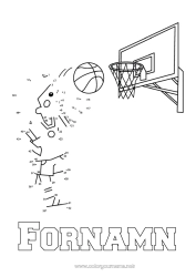 Färgläggningssida att anpassa Sport Siffra Barnaktiviteter Punkter att koppla ihop Basketboll Lagsporter Siffror att koppla ihop