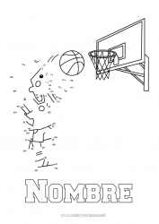 Colorear para personalizar Sport Número Actividades para niños Une los puntos Baloncesto Deportes en equipo Une los Números