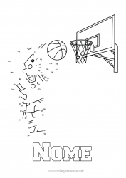 Desenho para personalizar Esporte Número Atividades para Crianças Ligando os Pontos Basquetebol Sports d'équipe Ligue os Números