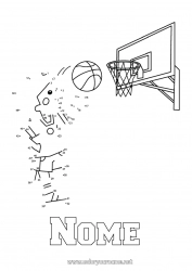Colorazione gratuita Sport Numero Attività per Bambini Punti da unire Basket Sport di squadra Unisci i Numeri