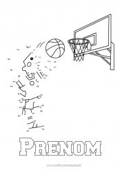 Coloriage gratuit Chiffre Activités enfants Points à relier Basketball Sports d'équipe