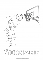 Malvorlage anpassen Sport Zahl Kinderaktivitäten Punkte verbinden Basketball Mannschaftssportarten Verbinde die Zahlen