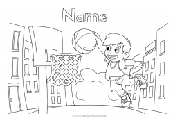 Coloring to customize Sport Balloons Boy Basketball City ??landscape Team sports