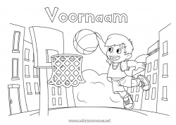 Gratis tekening Sport Ballonnen Jongen Basketbal Stadsgezicht Teamsporten