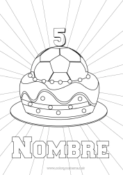 Colorear gratis Tarta Fútbol Balón de fútbol Cumpleaños Globos Edad personalizable Deportes en equipo