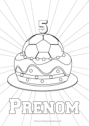 Coloriage gratuit Gâteau Football Ballon de foot Anniversaire Ballons Age fêté personnalisable Sports d'équipe