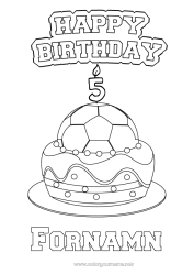 Gratis färgläggning Kaka Fotboll Fotboll Födelsedag Ballonger Grattis på födelsedagen! Anpassningsbar ålder att fira Lagsporter