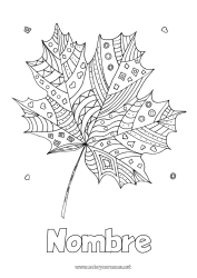 Colorear para personalizar Otoño Hojas Zentangle Arce
