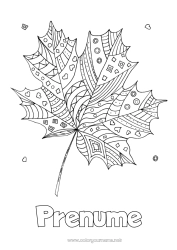 Pagină de colorat personalizată Toamnă Frunze Zentangle Arțar