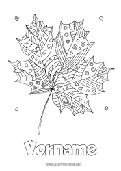 Kostenlose Malvorlage Herbst Blätter Zentangle