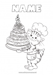 Free coloring Candle Cake Cat Birthday Animal Customizable age Dog and cat