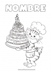 Dibujo libre Vela Tarta Cat Cumpleaños Animales Edad personalizable Perros y gatos