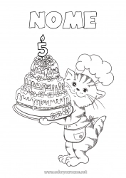 Disegno gratuito Candela Torta Gatto Compleanno Animale Età festeggiata personalizzabile CanI e gatti