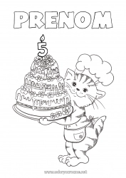 Dessin gratuit Bougie Gâteau Chat Anniversaire Animal Age fêté personnalisable Chiens et chats