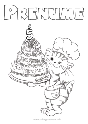 Desen liber de colorat Lumânare Tort Pisică Aniversare Animal Vârstă personalizabilă de sărbătorit Câini și pisici