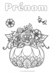 Coloriage gratuit Citrouille Fleurs Automne Zentangle