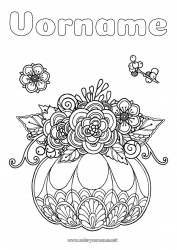 Kostenlose Zeichnung Kürbis Blumen Herbst Zentangle