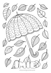 Kolorowanka za darmo Jesień Liście Parasol Doodle Zentangle