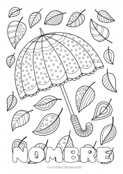 Colorear gratis Otoño Hojas Paraguas Doodle Zentangle